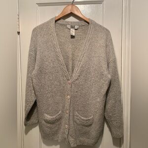 Segue Vintage Grey silk angora lambs wool cardigan XL